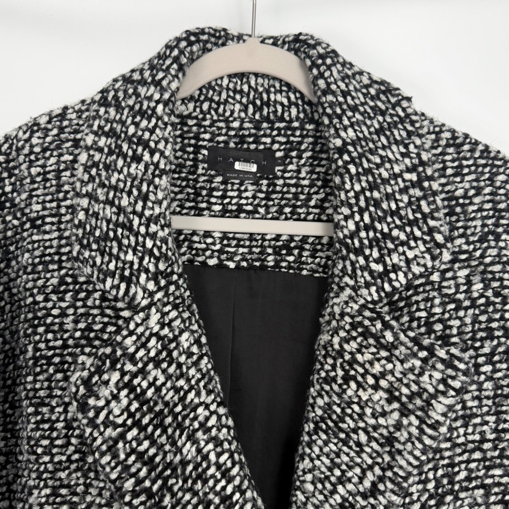 HATCH Black White Double Breasted Tweed Old Money Luxury Blazer Coat Size 2 - Picture 7 of 12